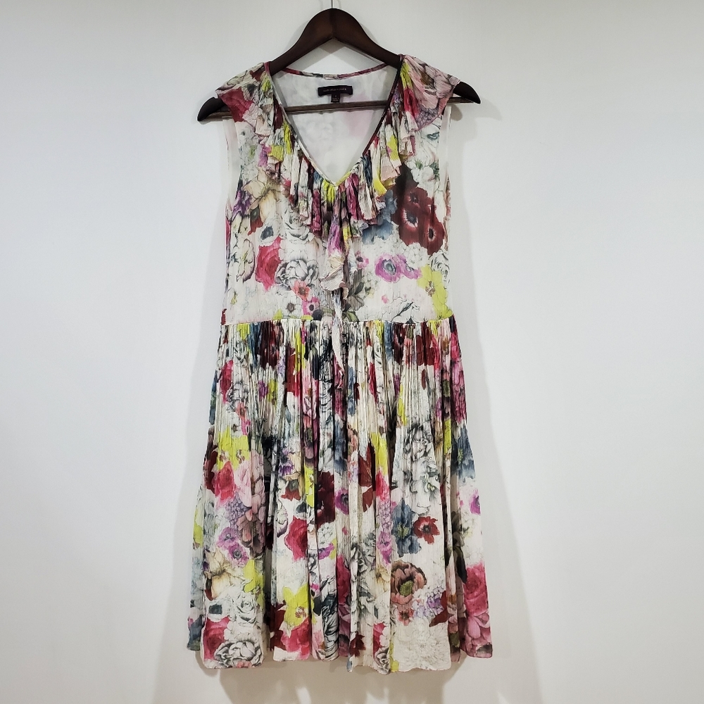 Marchesa Voyage Silk Floral Ruffle Sleeveless Dress Women's Size 6